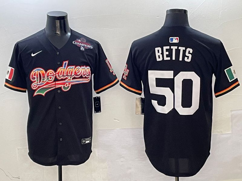 Men Los Angeles Dodgers #50 Betts Black rainbow Nike 2025 MLB Jersey style 6->los angeles dodgers->MLB Jersey